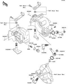 Gear Change Mechanism Diagram and Parts List for KAF950GDF 2013 Kawasaki Lawn Tractor Accessories