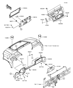 Front Box Diagram and Parts List for KAF820AHF 2017 Kawasaki Lawn Tractor Accessories