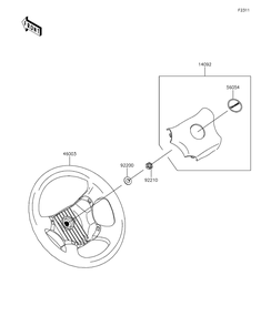 Steering Wheel Diagram and Parts List for KAF620RFF 2015 Kawasaki Lawn Tractor Accessories