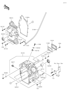 Crankcase Diagram and Parts List for KAF620PKF 2019 Kawasaki Lawn Tractor Accessories