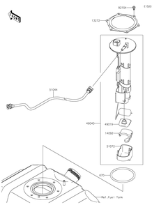 Fuel Pump Diagram and Parts List for KRF800FNFNN 2022 Kawasaki Lawn Tractor Accessories