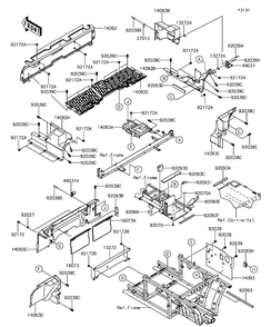 Frame Fittings-Rear Diagram and Parts List for KAF820AHF 2017 Kawasaki Lawn Tractor Accessories