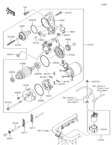 Starter Motor Diagram and Parts List for KAF620VGF 2016 Kawasaki Lawn Tractor Accessories