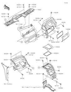 Front Box Diagram and Parts List for KRF1000BMFNL 2021 Kawasaki Lawn Tractor Accessories