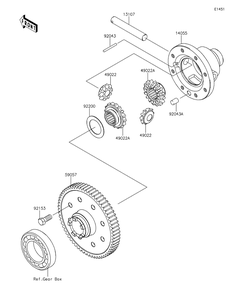 Differential Diagram and Parts List for KAF400EDF 2013 Kawasaki Lawn Tractor Accessories