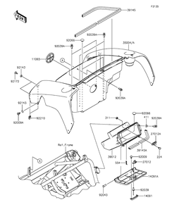 Front Box Diagram and Parts List for KAF400AGF 2016 Kawasaki Lawn Tractor Accessories