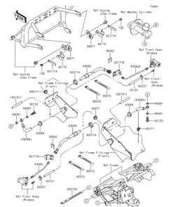 Front Brake Piping Diagram and Parts List for KAF400EDF 2013 Kawasaki Lawn Tractor Accessories
