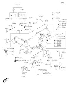 Chassis Electrical Equipment Diagram and Parts List for KAF700CMFNN 2021 Kawasaki Lawn Tractor Accessories