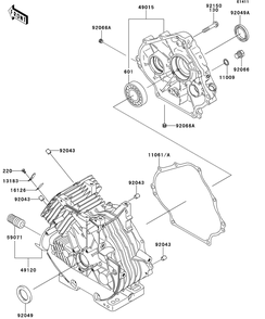 Crankcase Diagram and Parts List for KAF400BEF 2014 Kawasaki Lawn Tractor Accessories