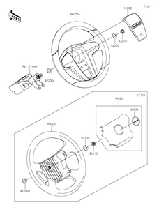 Steering Wheel Diagram and Parts List for KAF400JNFNN 2022 Kawasaki Lawn Tractor Accessories