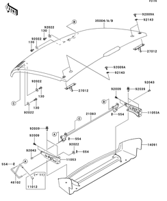 Fenders Diagram and Parts List for KAF400DEF 2014 Kawasaki Lawn Tractor Accessories