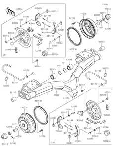 Rear Hubs/Brakes Diagram and Parts List for KAF620WLS 2020 Kawasaki Lawn Tractor Accessories
