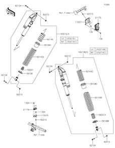Shock Absorber Diagram and Parts List for KRF1000DPFNL 2023 Kawasaki Lawn Tractor Accessories