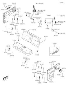 Seat Diagram and Parts List for KAF700DLF 2020 Kawasaki Lawn Tractor Accessories