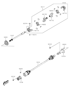 Drive Shaft-Propeller Diagram and Parts List for KAF700DNFNN 2022 Kawasaki Lawn Tractor Accessories