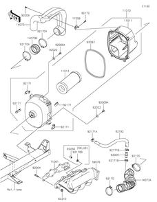 Air Cleaner Diagram and Parts List for KAF820CMFNL 2021 Kawasaki Lawn Tractor Accessories