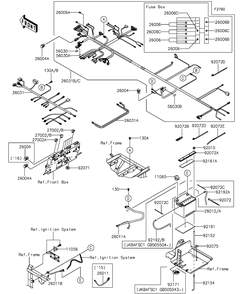 Chassis Electrical Equipment Diagram and Parts List for KAF820CFF 2015 Kawasaki Lawn Tractor Accessories