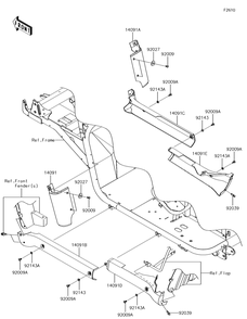 Side Covers/Chain Cover Diagram and Parts List for KAF620PGF 2016 Kawasaki Lawn Tractor Accessories