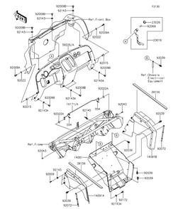 Frame Fittings Diagram and Parts List for KAF400EDF 2013 Kawasaki Lawn Tractor Accessories