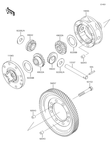 Differential Diagram and Parts List for KAF620SGF 2016 Kawasaki Lawn Tractor Accessories
