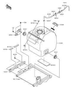 Fuel Tank Diagram and Parts List for KAF820FHF 2017 Kawasaki Lawn Tractor Accessories
