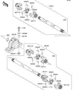 Drive Shaft-Propeller Diagram and Parts List for KAF620RDFA 2013 Kawasaki Lawn Tractor Accessories