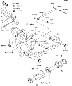 Swingarm Diagram and Parts List for KAF400DEF 2014 Kawasaki Lawn Tractor Accessories