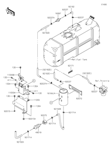 Fuel Evaporative System Diagram and Parts List for KAF620WLS 2020 Kawasaki Lawn Tractor Accessories