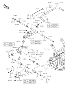 Front Suspension Diagram and Parts List for KRT800FHF 2017 Kawasaki Lawn Tractor Accessories