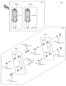 Shock Absorber Diagram and Parts List for KAF620MHF 2017 Kawasaki Lawn Tractor Accessories