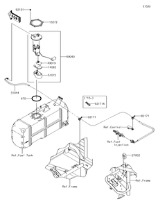 Fuel Pump Diagram and Parts List for KAF620MHF 2017 Kawasaki Lawn Tractor Accessories