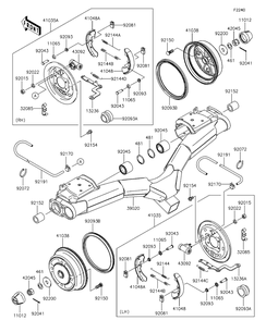 Rear Hubs/Brakes Diagram and Parts List for KAF620RFF 2015 Kawasaki Lawn Tractor Accessories
