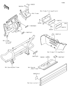 Labels Diagram and Parts List for KAF400KJF 2018 Kawasaki Lawn Tractor Accessories