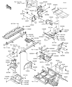 Frame Fittings-Rear Diagram and Parts List for KAF820FGF 2016 Kawasaki Lawn Tractor Accessories