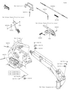 Cables Diagram and Parts List for KRF1000ALF 2020 Kawasaki Lawn Tractor Accessories