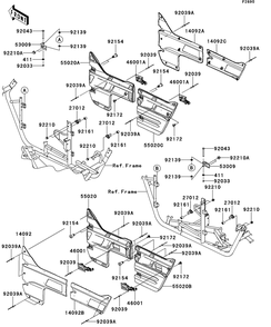 Door Diagram and Parts List for KRT750DCF 2012 Kawasaki Lawn Tractor Accessories
