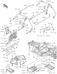 Guards/Cab Frame Diagram and Parts List for KRF800HLF 2020 Kawasaki Lawn Tractor Accessories