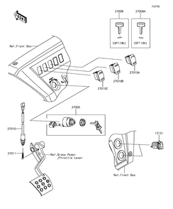 Ignition Switch Diagram and Parts List for KAF820FHF 2017 Kawasaki Lawn Tractor Accessories