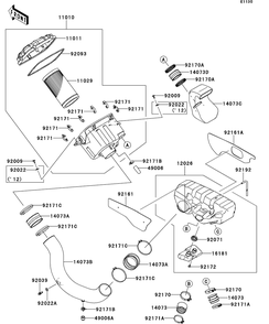 Air Cleaner Diagram and Parts List for KRT750DCF 2012 Kawasaki Lawn Tractor Accessories
