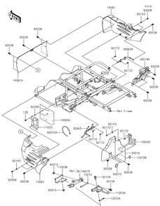 Frame Fittings-Rear Diagram and Parts List for KAF400NHF 2017 Kawasaki Lawn Tractor Accessories