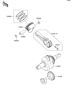 Crankshaft/Piston Diagram and Parts List for KAF400AFF 2015 Kawasaki Lawn Tractor Accessories