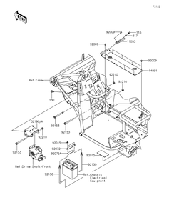 Engine Mount Diagram and Parts List for KAF400EDF 2013 Kawasaki Lawn Tractor Accessories