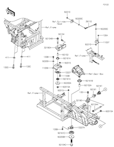 Engine Mount Diagram and Parts List for KAF1000EMFNN 2021 Kawasaki Lawn Tractor Accessories