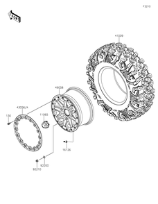 Wheels/Tires Diagram and Parts List for KRF1000ALF 2020 Kawasaki Lawn Tractor Accessories