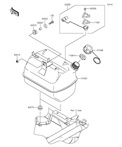 Fuel Tank Diagram and Parts List for KAF400BGF 2016 Kawasaki Lawn Tractor Accessories