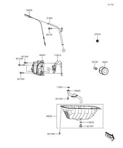 Oil Pump/Oil Filter Diagram and Parts List for KAF820BGF 2016 Kawasaki Lawn Tractor Accessories
