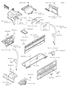 Labels Diagram and Parts List for KAF1000BJF 2018 Kawasaki Lawn Tractor Accessories