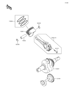 Crankshaft/Piston Diagram and Parts List for KAF400EDF 2013 Kawasaki Lawn Tractor Accessories