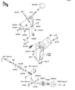 Shift Lever Diagram and Parts List for KAF400BEF 2014 Kawasaki Lawn Tractor Accessories