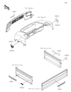 Decals Diagram and Parts List for KAF620WMFNN 2021 Kawasaki Lawn Tractor Accessories